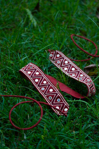 Maroon Embroidered Mirrorwork Belt  | Durga Pujo & Navratri Special Hasrat Gully Drop