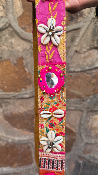 Aamna | Hand Embroidered Mirrorwork Duffel with Strap