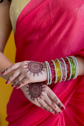 The Rangrasiya Stack | Stack of 24 Glass Bangles