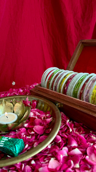 The Rangrasiya Stack | Stack of 24 Glass Bangles