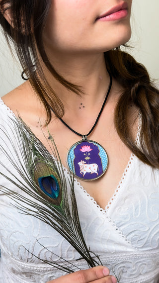 Kamal Nandi Pichwai Pendant | Tasveeron Wale Haar