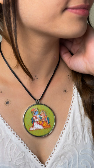 Radhakrishna Pichwai Pendant | Tasveeron Wale Haar