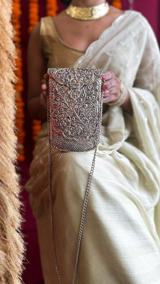 The Sandook Bag | Heritage Inspired Brass Metallic Bag