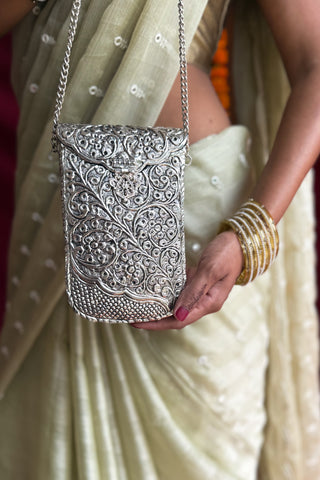 The Sandook Bag | Heritage Inspired Brass Metallic Bag