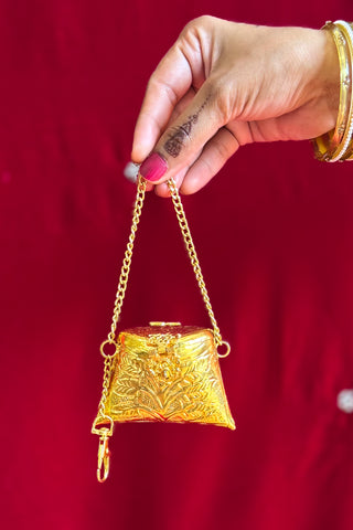 Chhoti Khushbakht | Tiny Gold Metallic Brass Bag