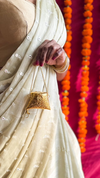 Chhoti Khushbakht | Tiny Gold Metallic Brass Bag