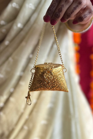 Chhoti Khushbakht | Tiny Gold Metallic Brass Bag