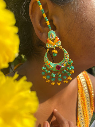 Gayatri Green Meenakari Jhumka