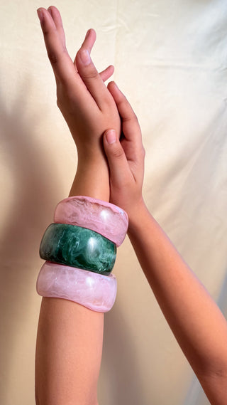 Hira | Vintage Wooden & Resin Bangle Stack