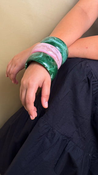 Hira | Vintage Wooden & Resin Bangle Stack