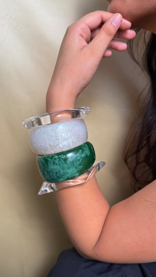 Ira | Vintage Wooden & Resin Bangle Stack