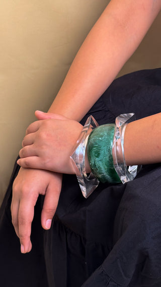 Myra | Vintage Wooden & Resin Bangle Stack