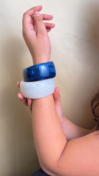 Syra | Vintage Wooden & Resin Bangle Stack