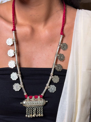 Vasundhara Lambani Threadwork Necklace | Traditional Coin & Metal Work Tribal Necklace