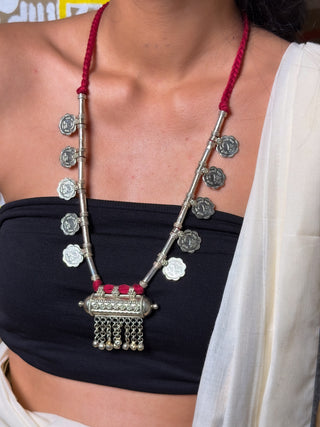 Vasundhara Lambani Threadwork Necklace | Traditional Coin & Metal Work Tribal Necklace