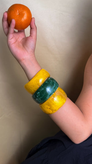 Anaida | Vintage Wooden & Resin Bangle Stack