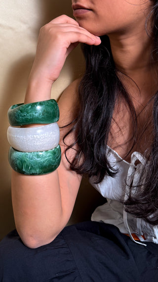 Nadia | Vintage Wooden & Resin Bangle Stack
