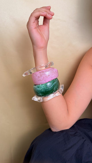 Anita | Vintage Wooden & Resin Bangle Stack