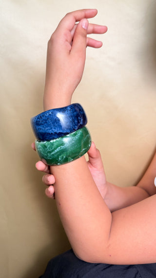 Raina | Vintage Wooden & Resin Bangle Stack