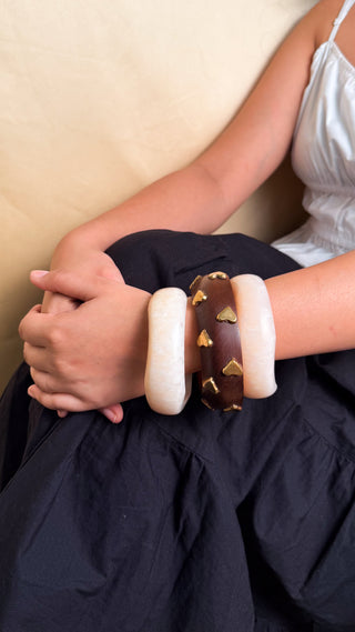 Naira | Vintage Wooden & Resin Bangle Stack