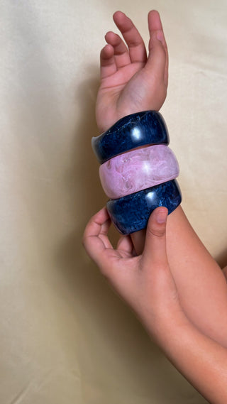 The Pink Sky Stack | Vintage Wooden & Resin Bangle Stack