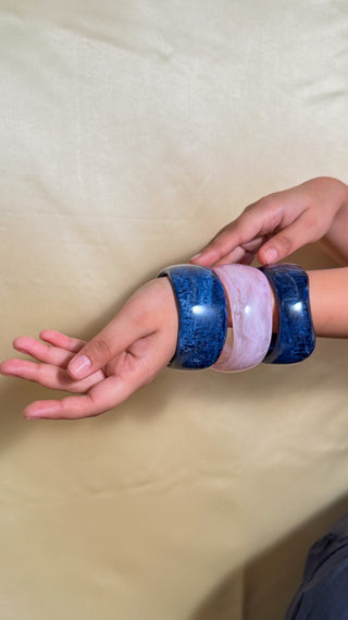 The Pink Sky Stack | Vintage Wooden & Resin Bangle Stack