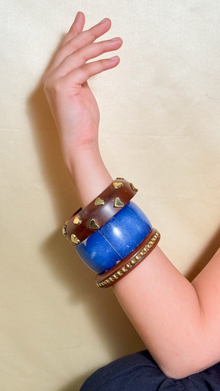 Sara | Vintage Wooden & Resin Bangle Stack