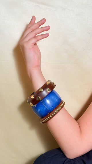 Sara | Vintage Wooden & Resin Bangle Stack