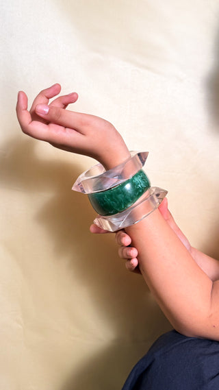 Qala | Vintage Wooden & Resin Bangle Stack