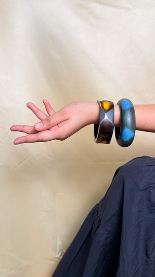 Nahal | Vintage Wooden & Resin Bangle Stack