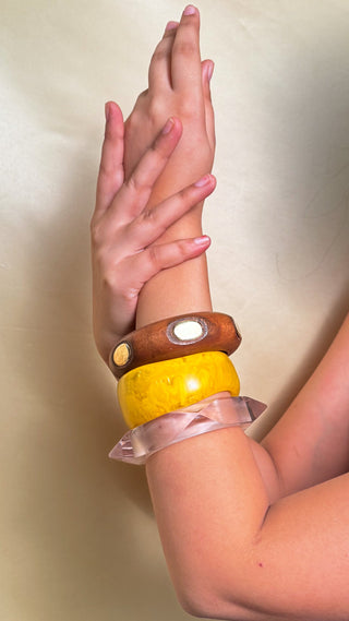 Trisha | Vintage Wooden & Resin Bangle Stack
