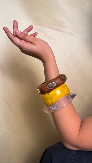 Trisha | Vintage Wooden & Resin Bangle Stack
