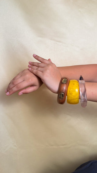 Trisha | Vintage Wooden & Resin Bangle Stack