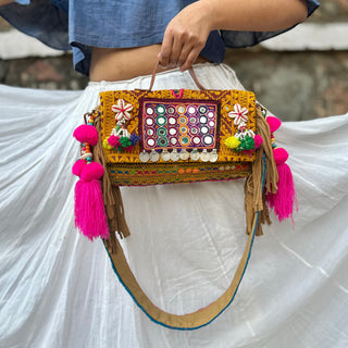 Afnoor Mirrorwork Duffel with Mirrorwork Belt | Kutchi Vintage Mirrorwork Duffels October'24