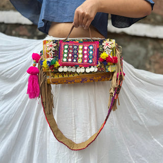 Bhuj Ki Raani Mirrorwork Duffel with Mirrorwork Belt | Kutchi Vintage Mirrorwork Duffels October'24