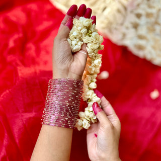 Neelofar | Lilac Stone Studded Glass Bangles (Set of 12)| Kanchan 2024