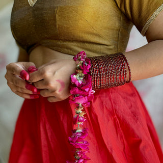 Angoori | Maroon Boond Studded Glass Bangles (Set of 12) | Kanchan October'24