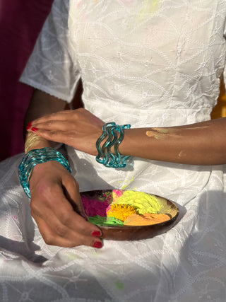 Jalpari | Light Blue Chandralekha Twisted Glass Colored Bangles