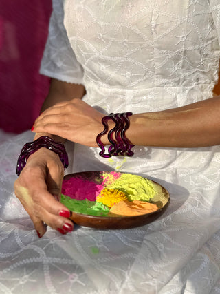 Jamuni | Purple Chandralekha Twisted Glass Colored Bangles