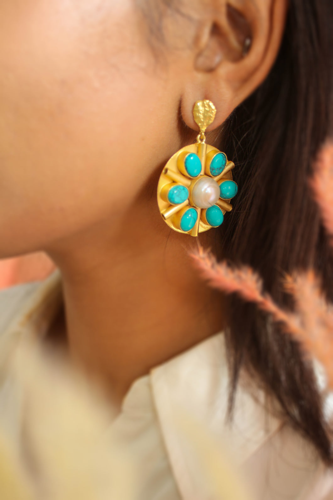 The Teal & Gold Earrings