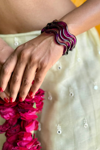 Jamuni | Purple Chandralekha Twisted Glass Colored Bangles