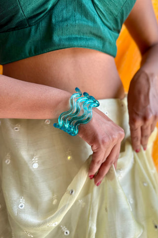 Jalpari | Light Blue Chandralekha Twisted Glass Colored Bangles