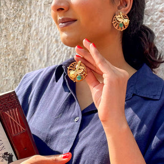 Farahnoush | Circular Filigree work Earrings  | Sanobar - Wooden Jewellery