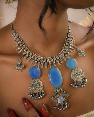 Aasmani | One of a Kind Kohlapuri Necklace with Mukhtalif Stones