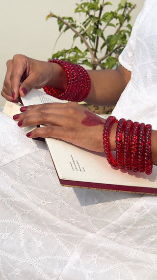 Laal Gulkand Jalebi Bangles | Red Twisty Glass Bangle Pair