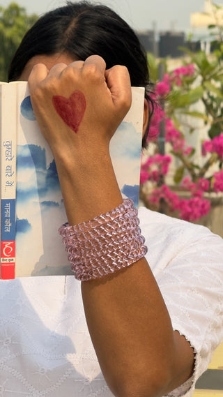 Gulaab Jal Jalebi Bangles | Baby Pink Twisty Glass Bangle Pair