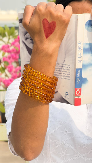 Haldi Chandni Jalebi Bangles | Yellow Twisty Glass Bangle Pair