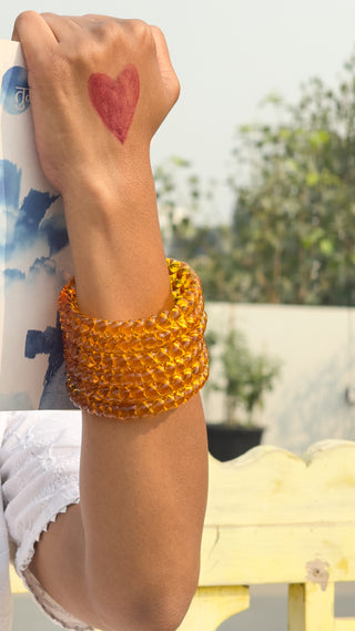 Haldi Chandni Jalebi Bangles | Yellow Twisty Glass Bangle Pair