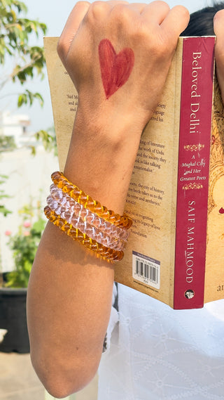 Haldi Gulab Jalebi Stack | Baby Pink & Yellow Jalebi Bangles