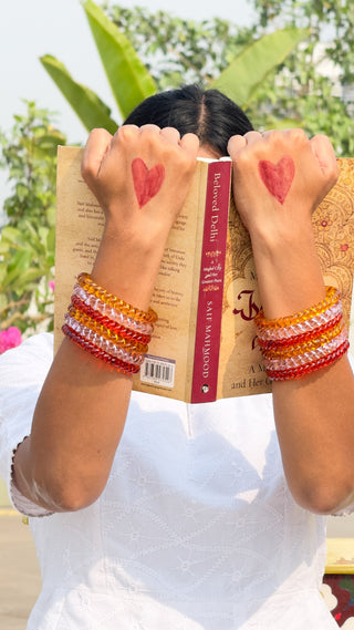 Gulabi Shaam Jalebi Stack | Baby Pink, Yellow & Orange Jalebi Bangles